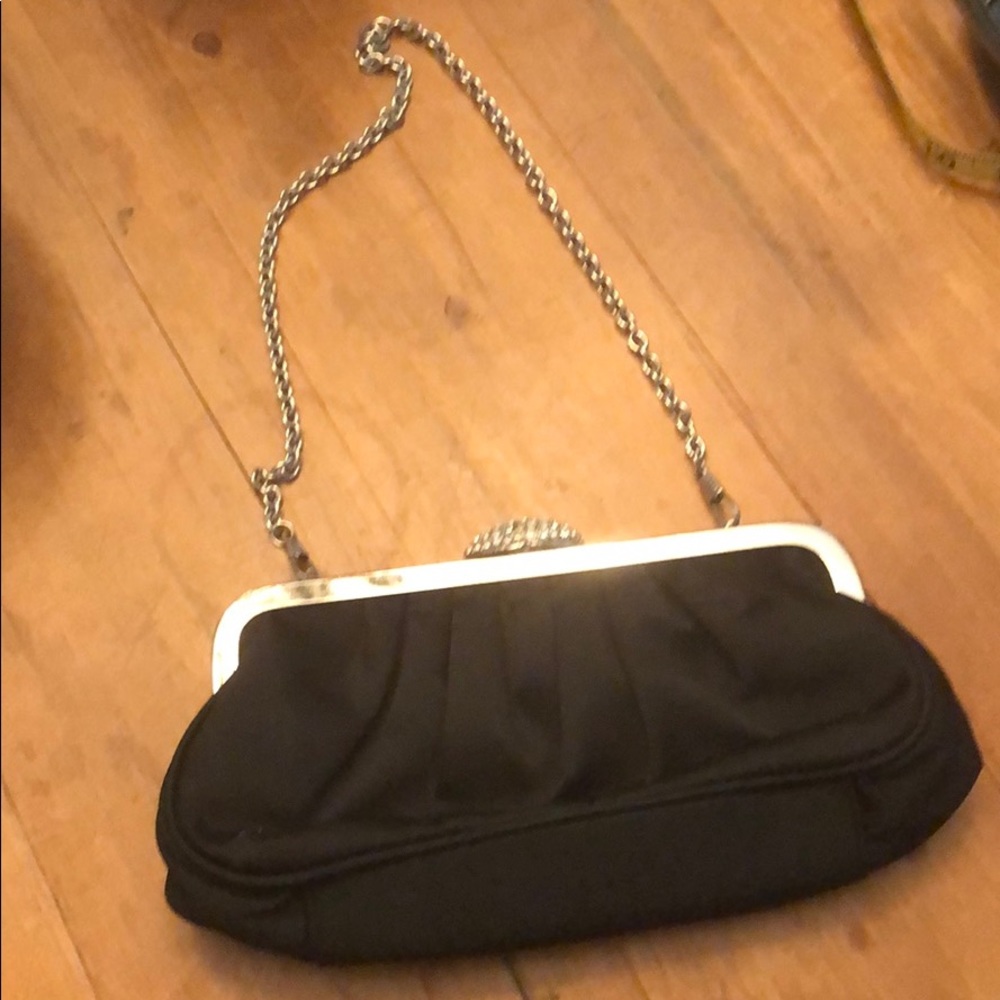 ALDO CLUTCH VINTAGE  BAG BLACK SILVER TONE